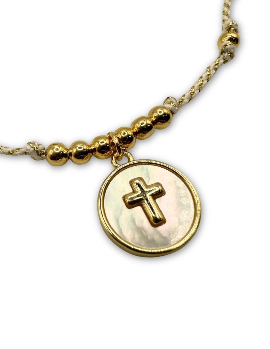 Collar cruz con acabado baño de oro 14 K 2