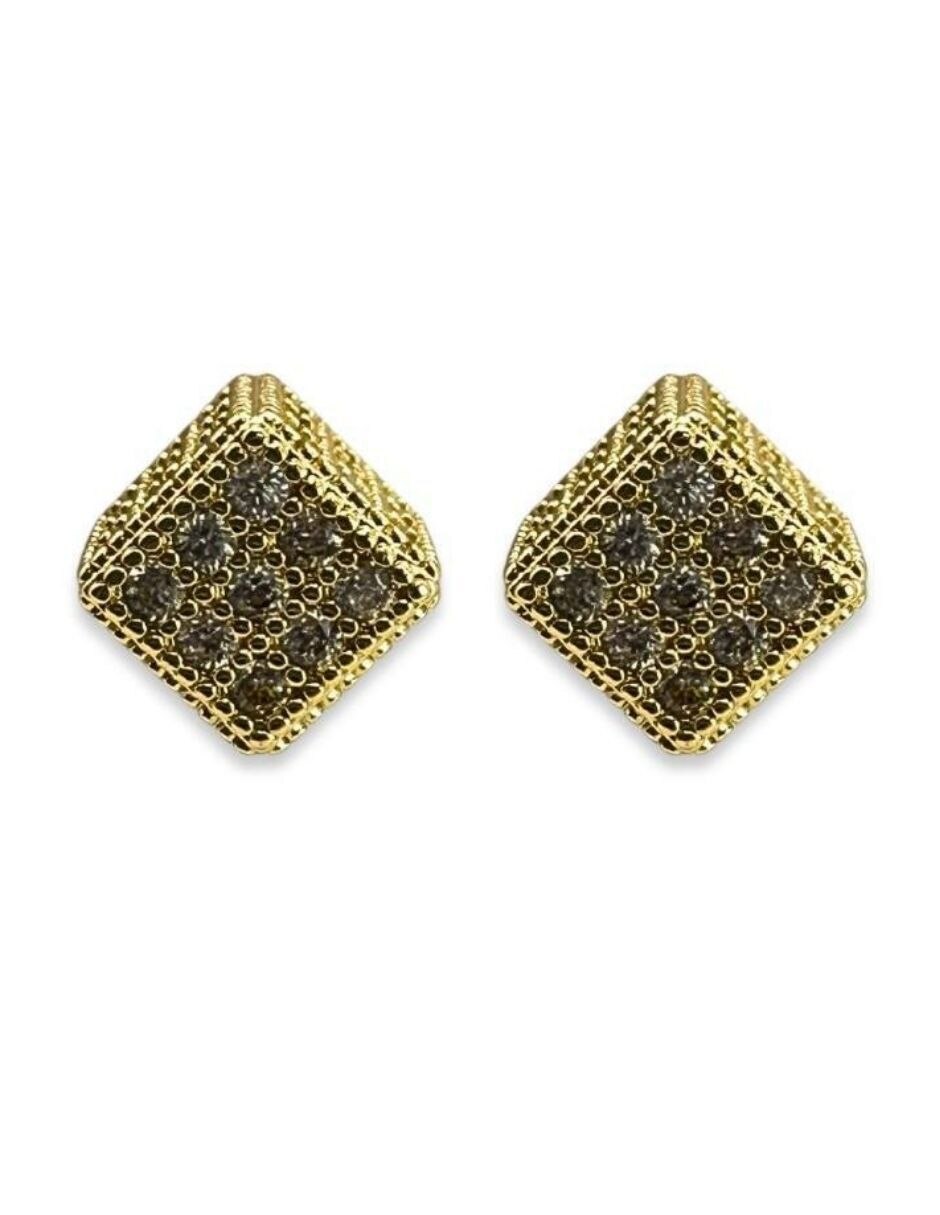 Aretes de cubo con acabado baño de oro 14 K Aretes de cubo con acabado baño de oro 14 K