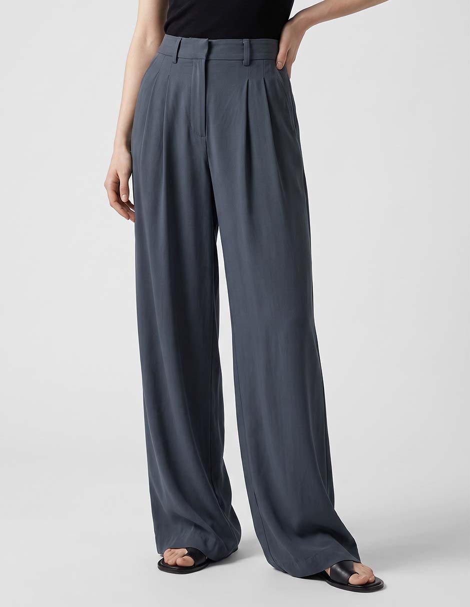 Pantalón plisado wide leg para mujer