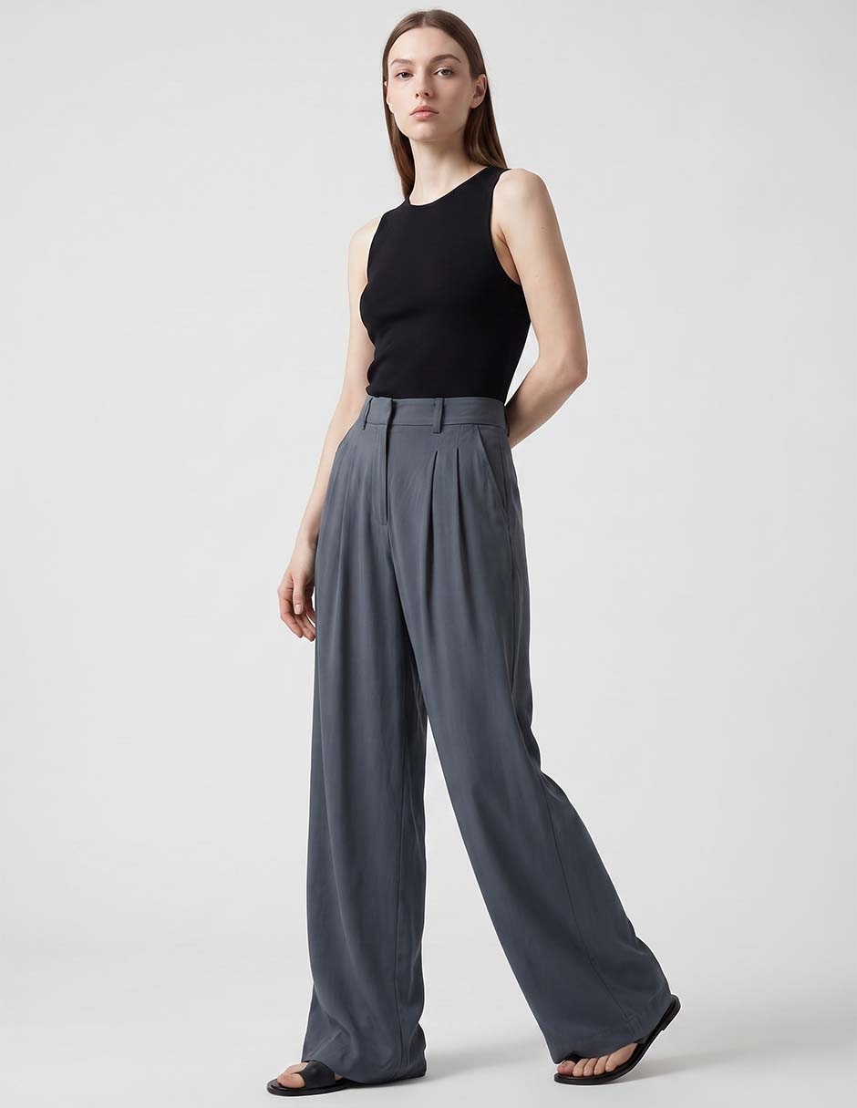 Pantalón plisado wide leg para mujer 3
