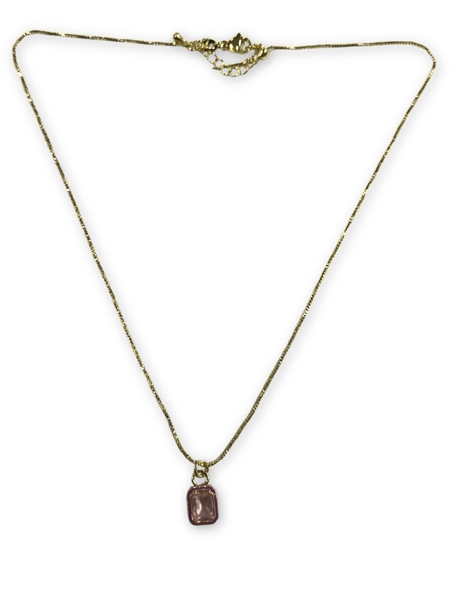 Collar rectangular con acabado baño de oro 14 K 2