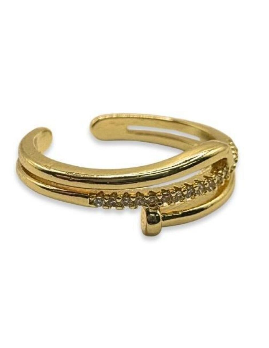 Anillo 14 k zirconia baño de oro 3