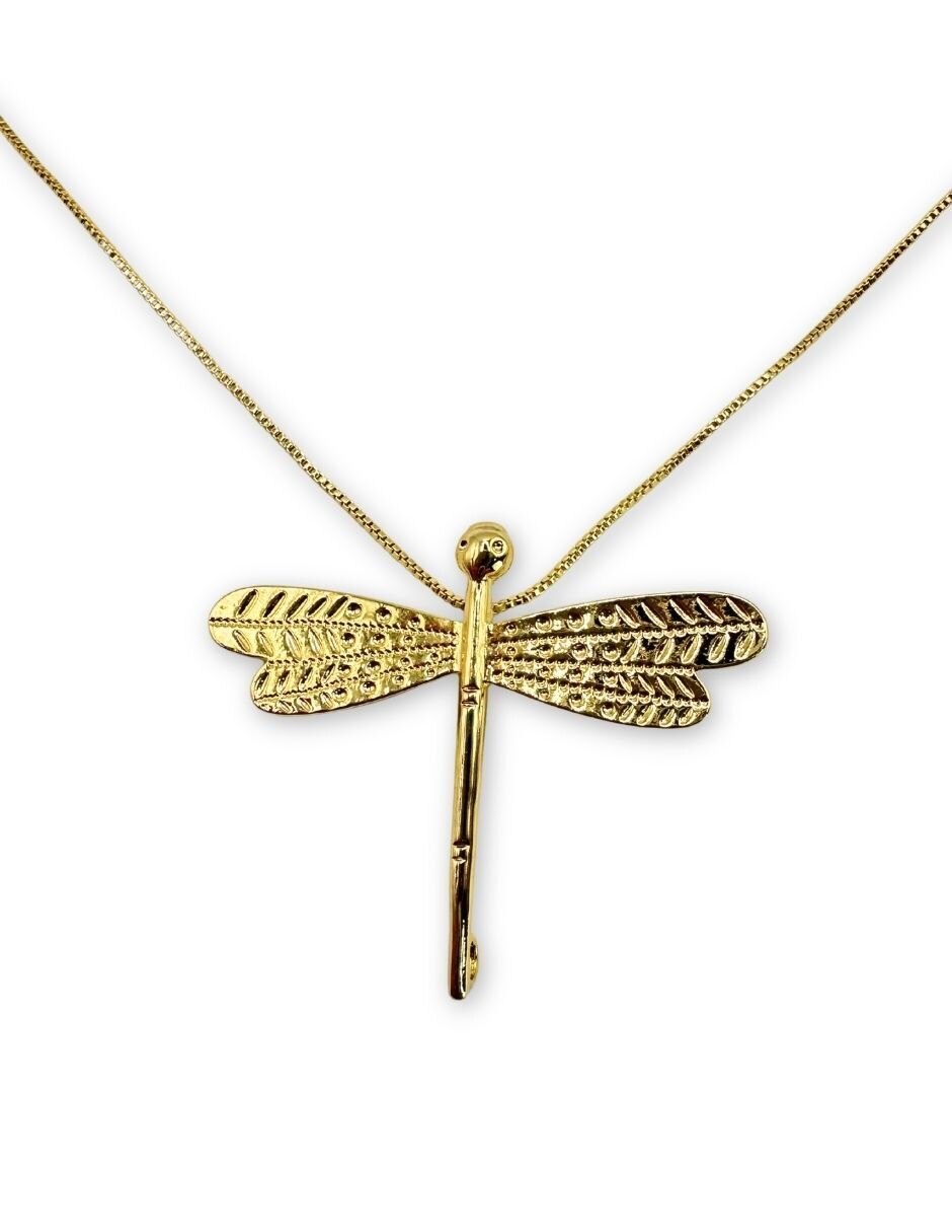 Collar de libélula con acabado baño de oro 14 K Collar de libélula con acabado baño de oro 14 K