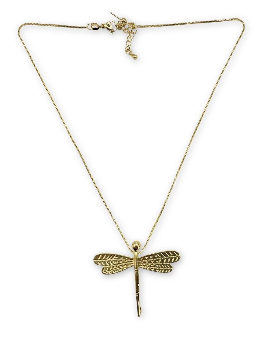 Collar libélula con acabado baño de oro 14 K 2