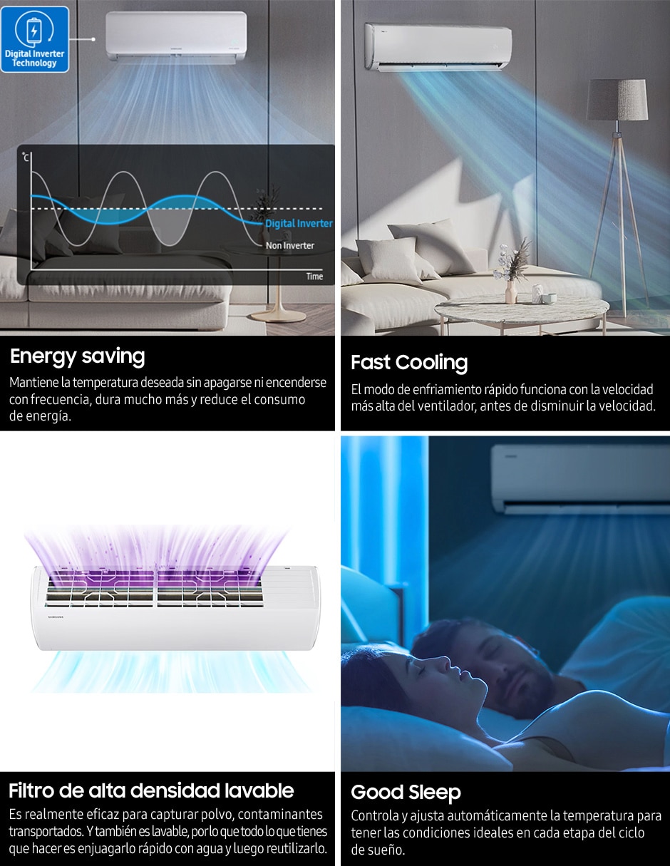 Aire acondicionado mini split inverter Samsung frío y calor 18000 BTU AR40F18C0AM/AX 220 V