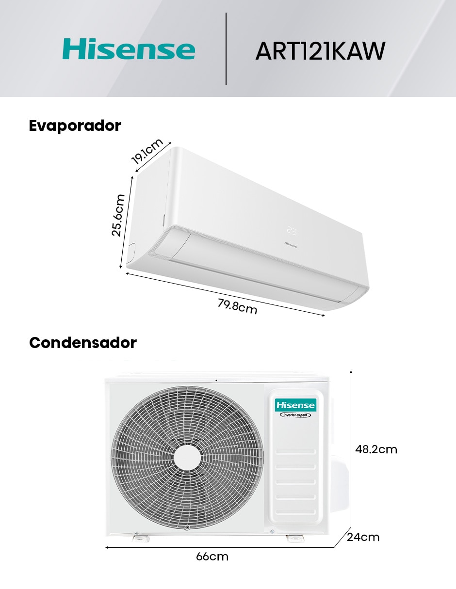 Aire acondicionado mini split Inverter Hisense frío 12000 Btu Art121Kaw 110 V