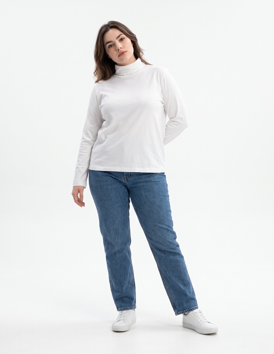Playera manga larga cuello alto para mujer 3