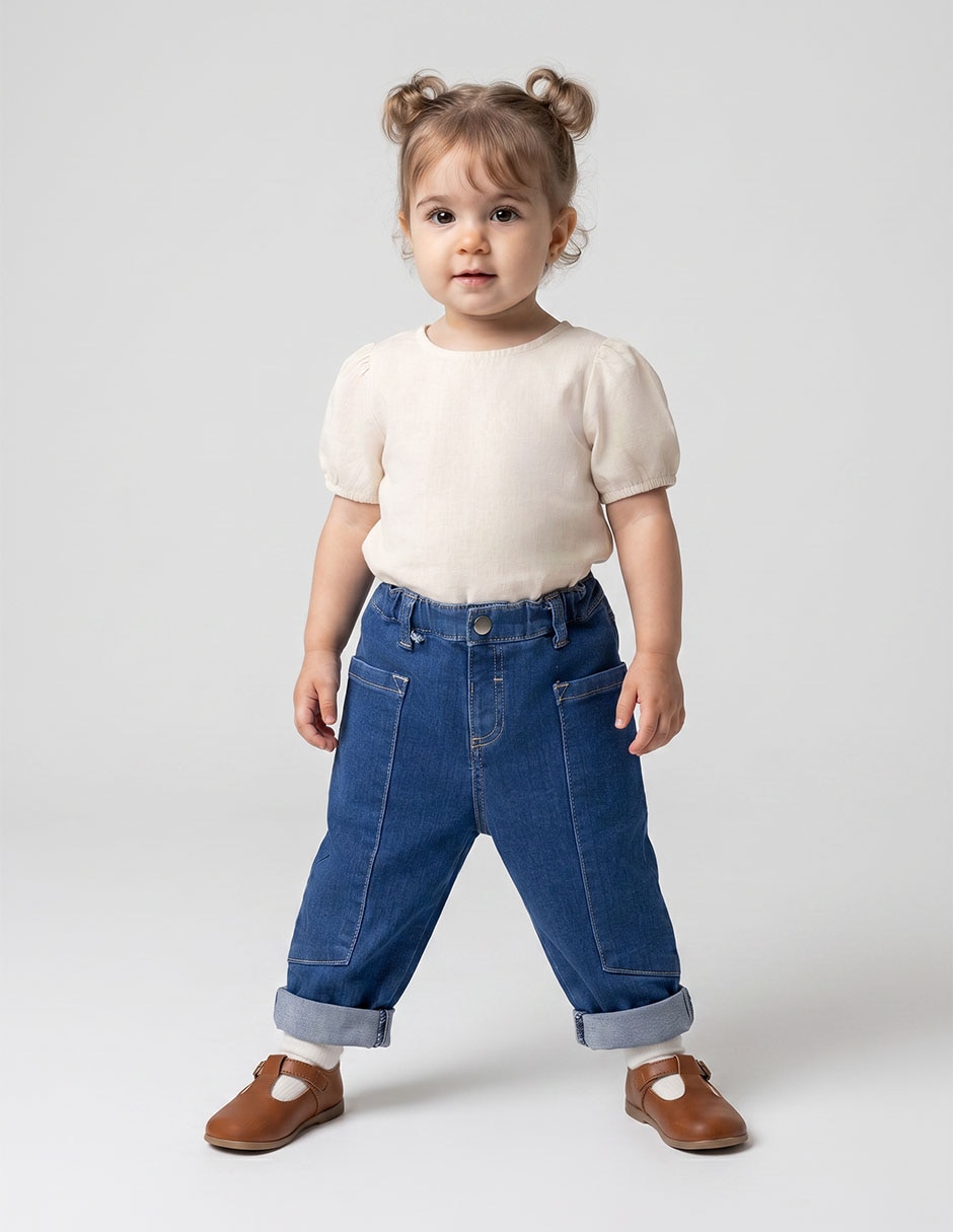 Jeans regular Weekend baby lavado osbcuro para niña