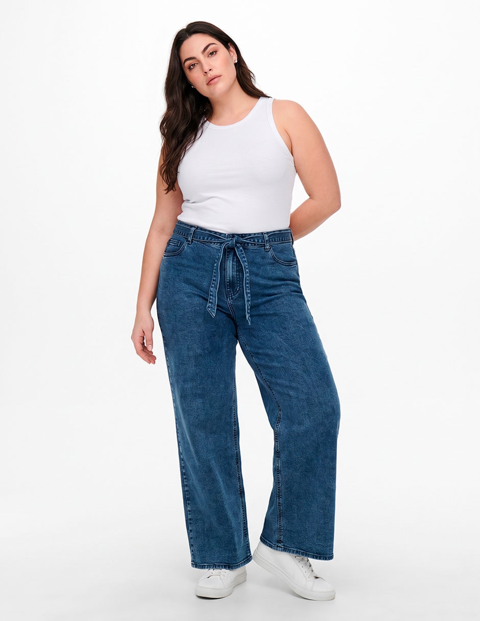 Jeans wide leg corte cintura para mujer 5