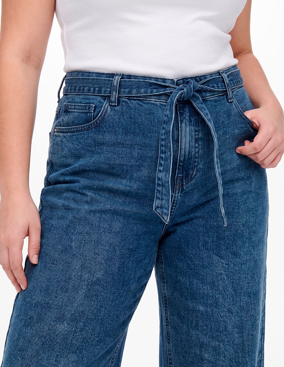 Jeans wide leg corte cintura para mujer 4