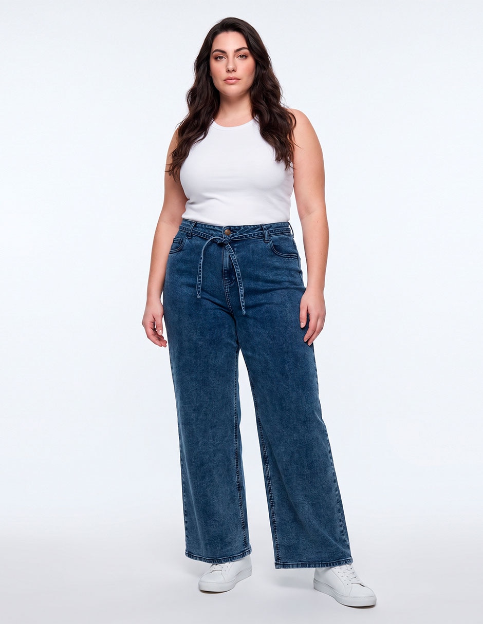 Jeans wide leg corte cintura para mujer Jeans wide leg corte cintura para mujer