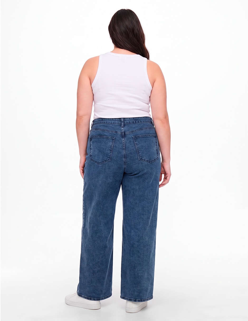 Jeans wide leg corte cintura para mujer 2