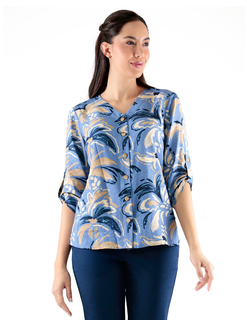 Blusa manga al codo para mujer