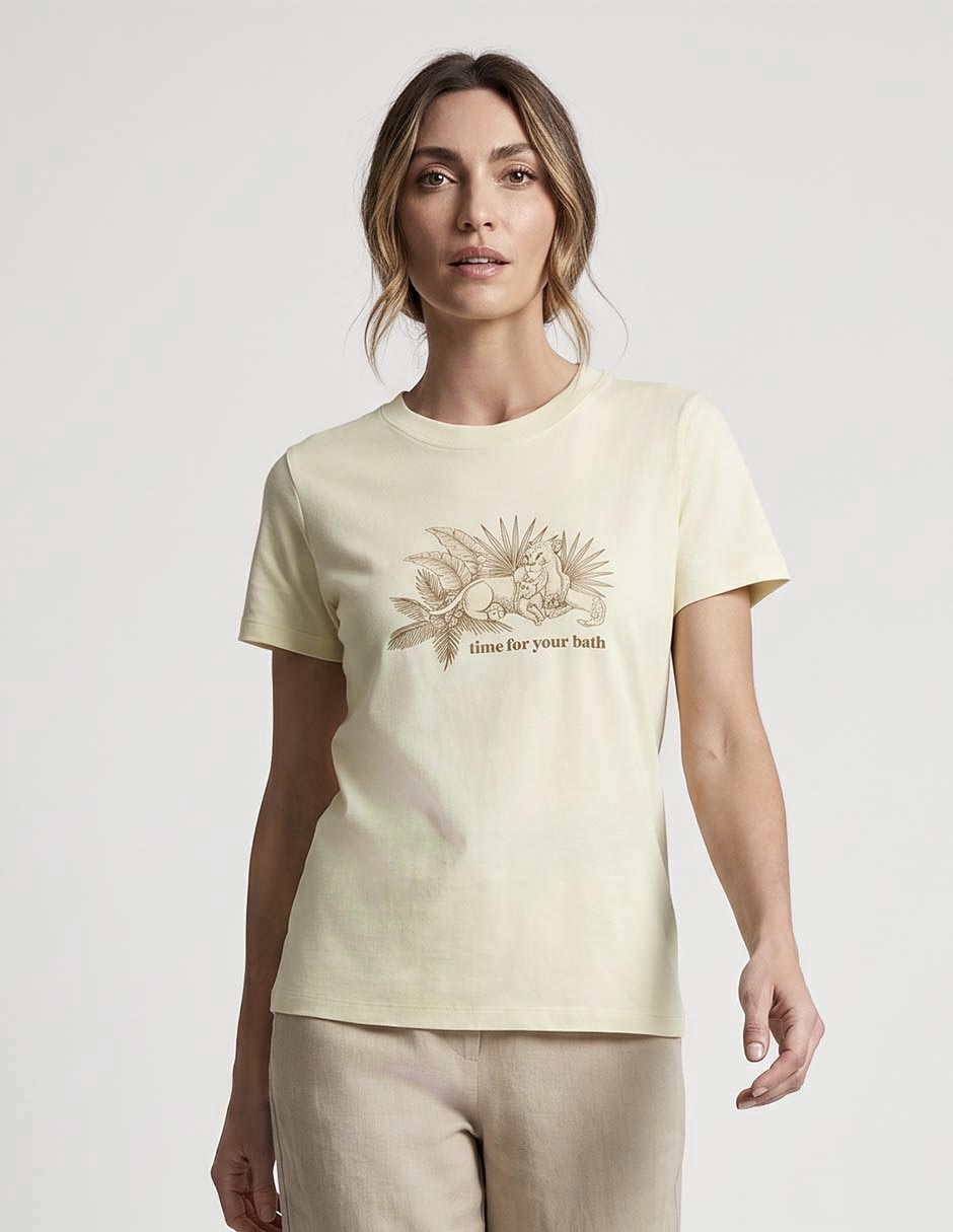 Playera manga corta cuello redondo para mujer