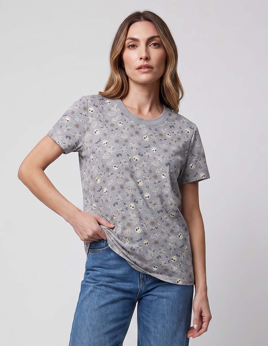 Playera manga corta jack skellington cuello redondo para mujer Playera manga corta jack skellington cuello redondo para mujer