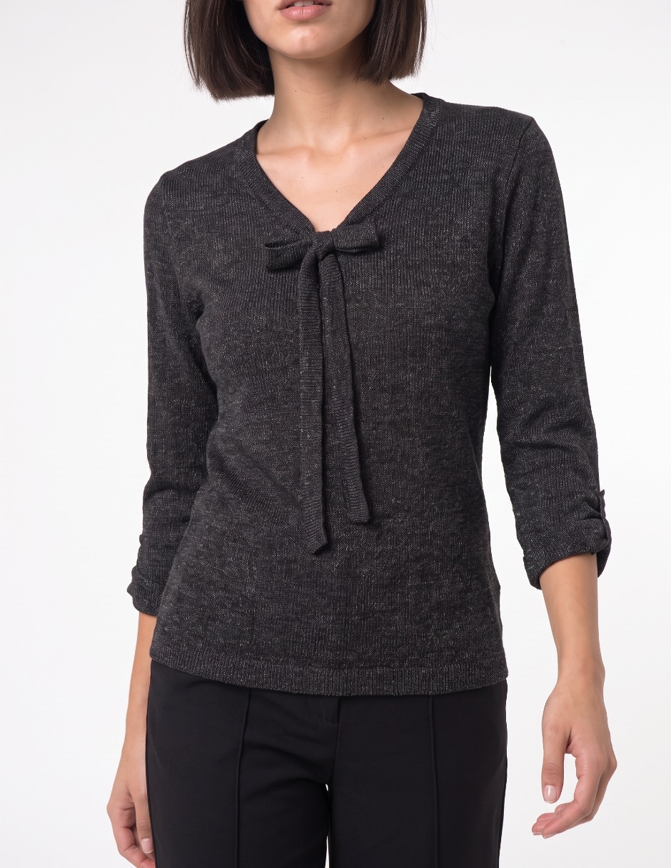 Suéter cuello con amarre para mujer