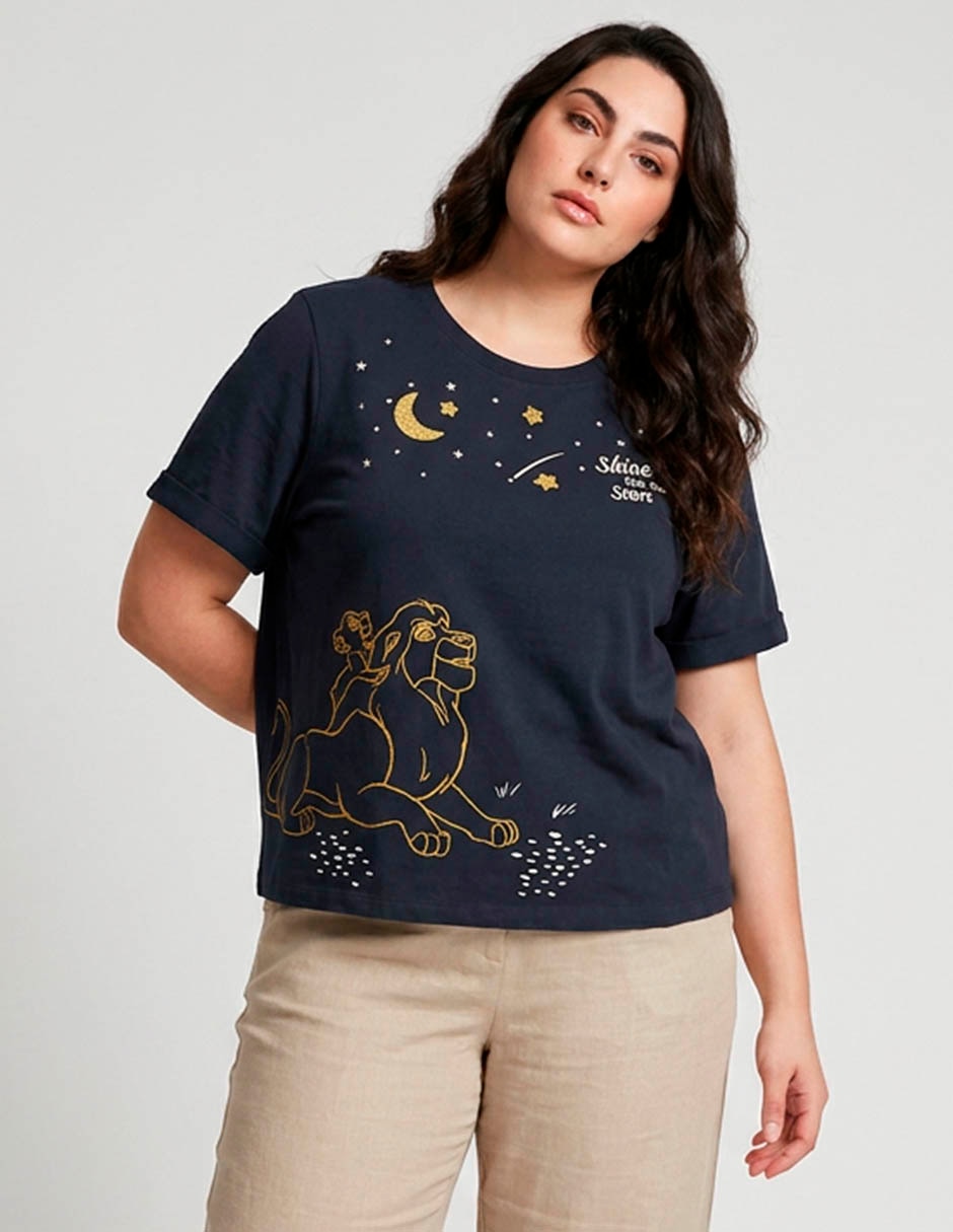 Playera manga corta cuello redondo para mujer