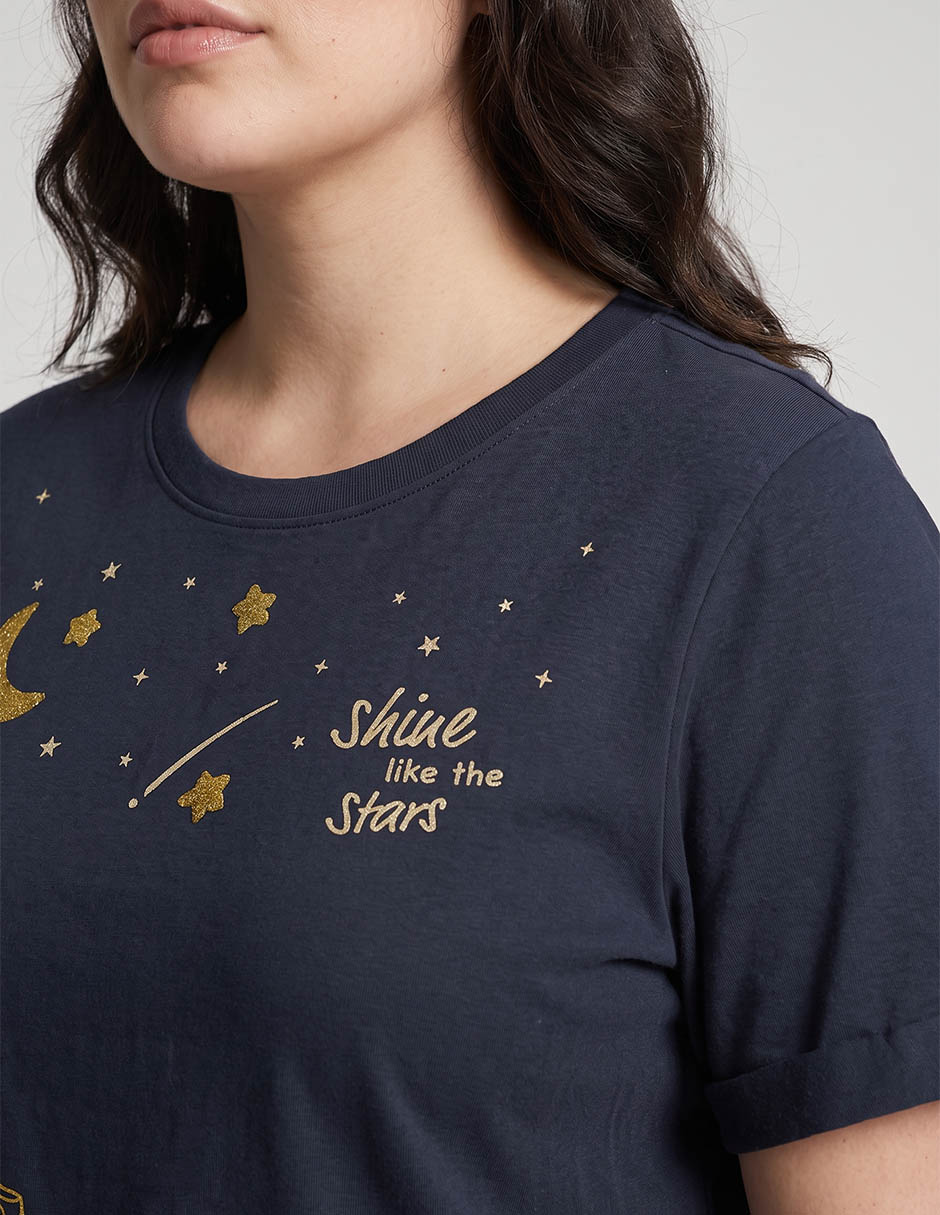 Playera manga corta cuello redondo para mujer