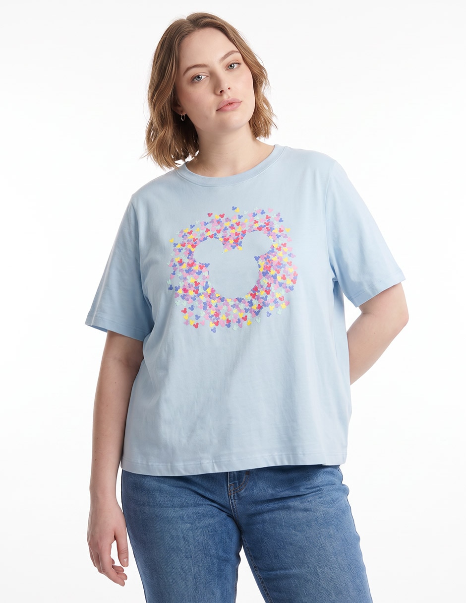 Playera manga corta cuello redondo para mujer