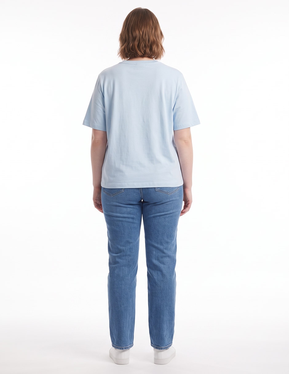Playera manga corta cuello redondo para mujer