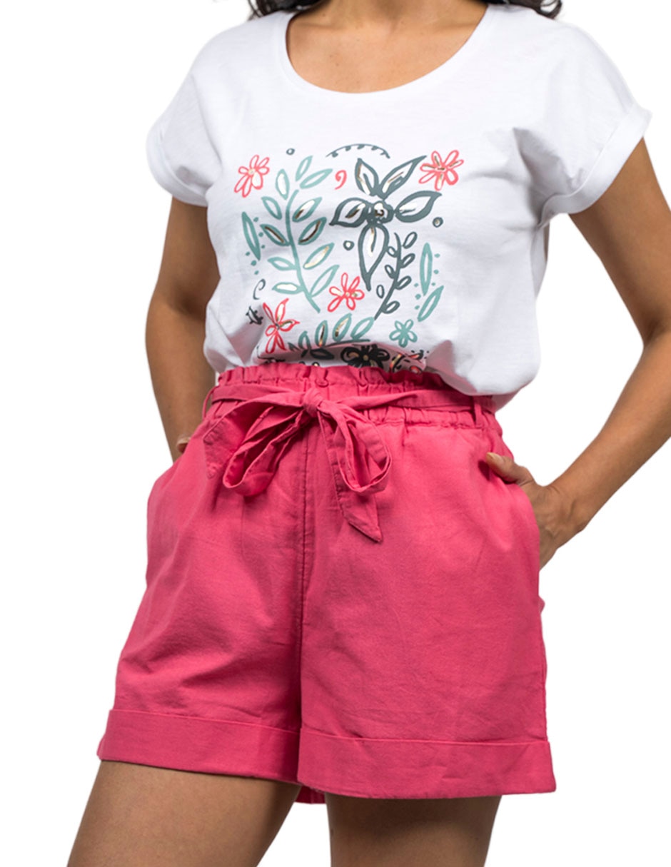 Playera manga corta cuello para mujer