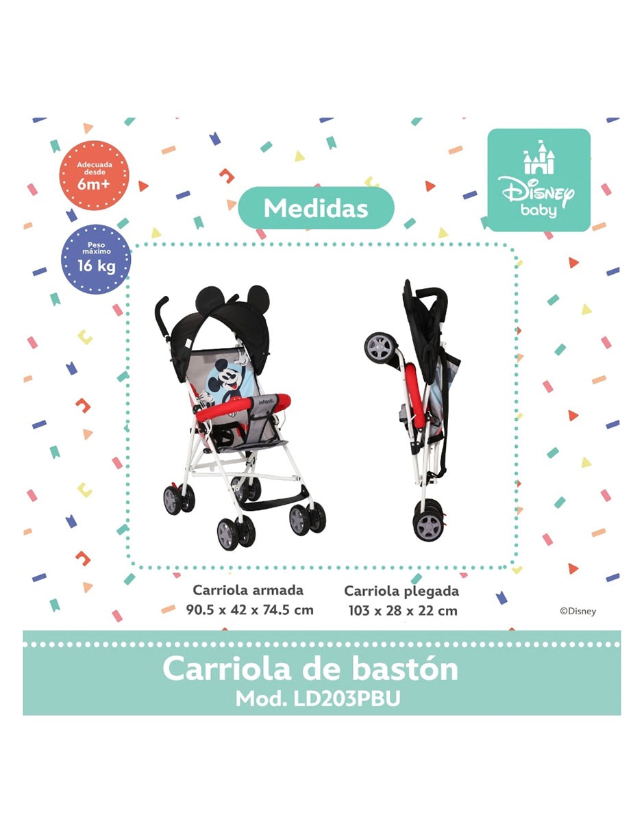 Carriola de bastón Mickey Mouse Disney plegable