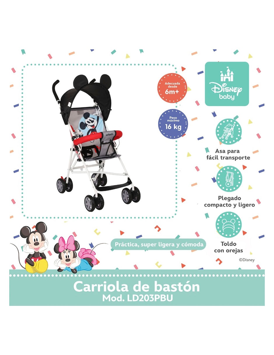 Carriola de bastón Mickey Mouse Disney plegable