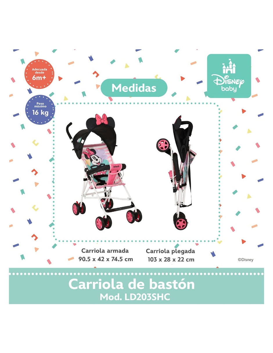 Carriola de bastón Minnie Mouse Disney plegable
