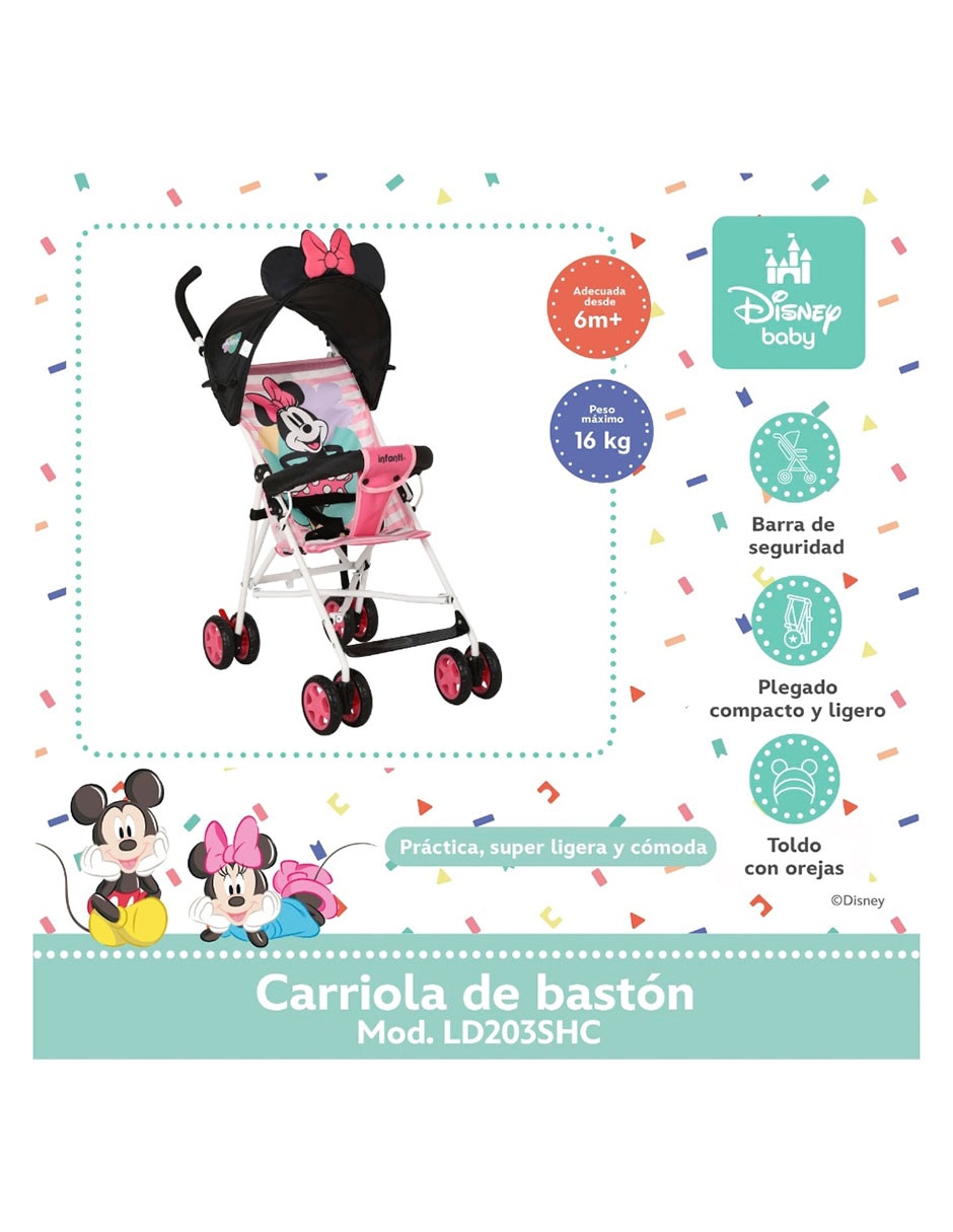 Carriola de bastón Minnie Mouse Disney plegable