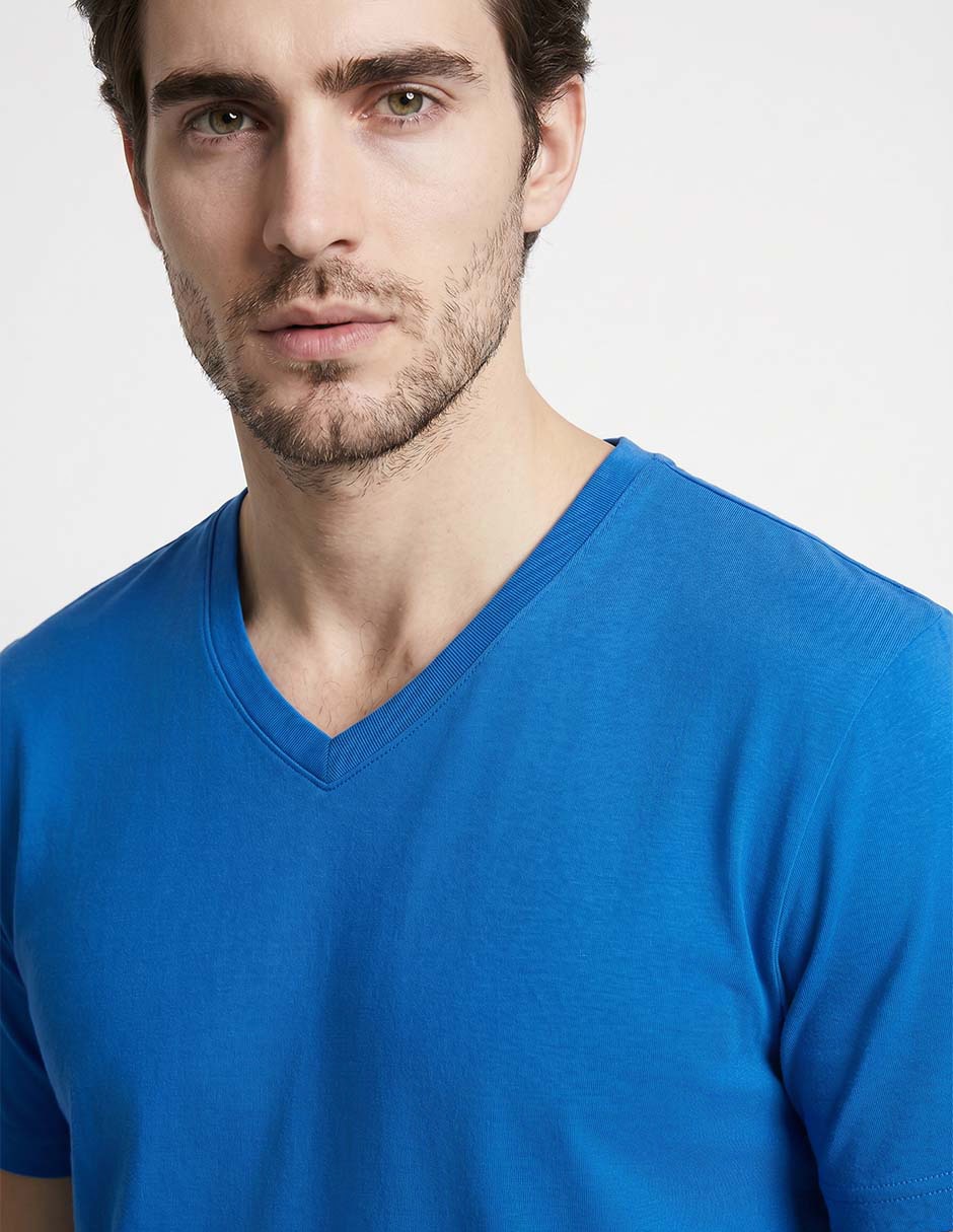 Playera contempo cuello v para hombre 3