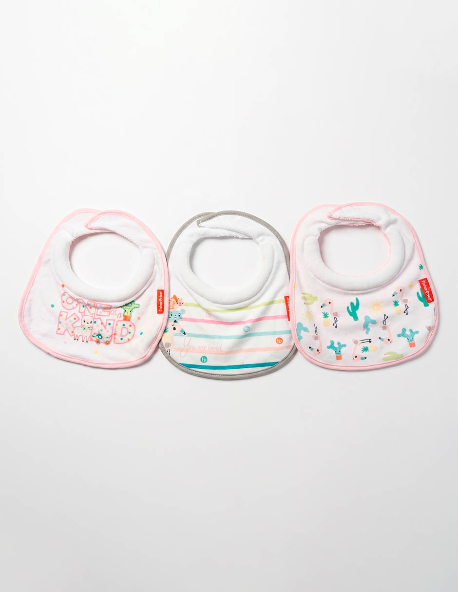 Set babero fisher price de algodón 3 piezas