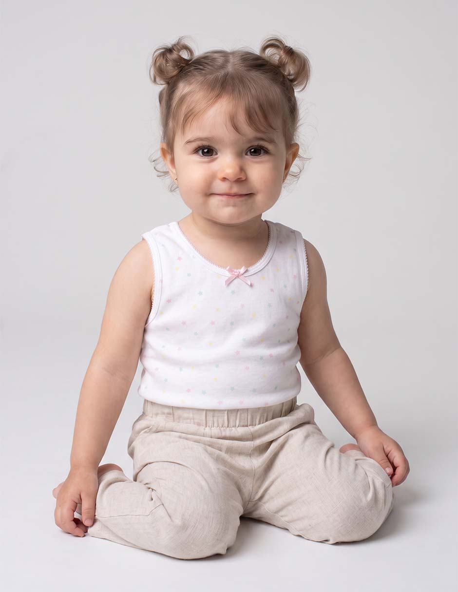 Set camiseta cuello redondo para bebé niña Set camiseta cuello redondo para bebé niña
