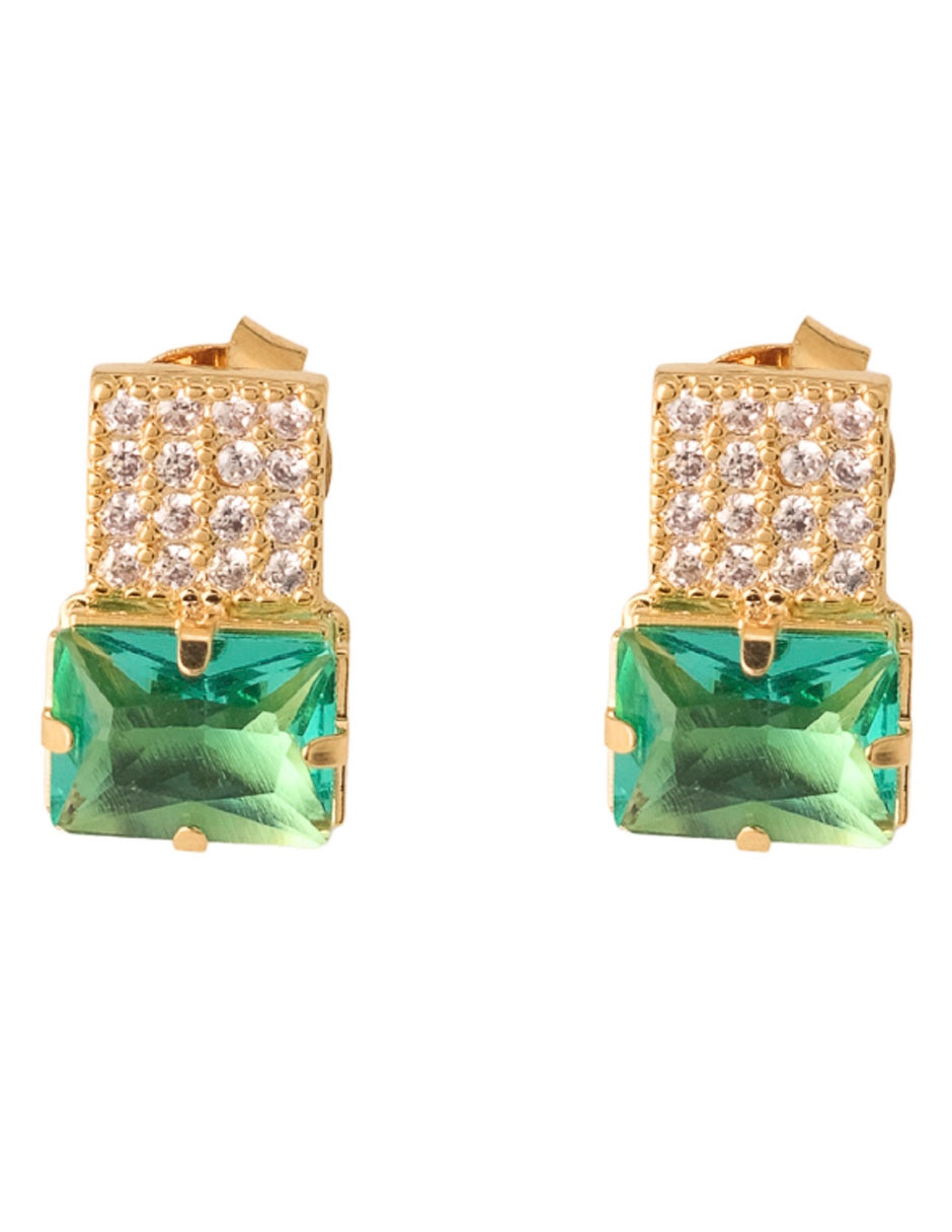 Aretes cortos girondela acabado brillante esmeralda Aretes cortos girondela acabado brillante esmeralda