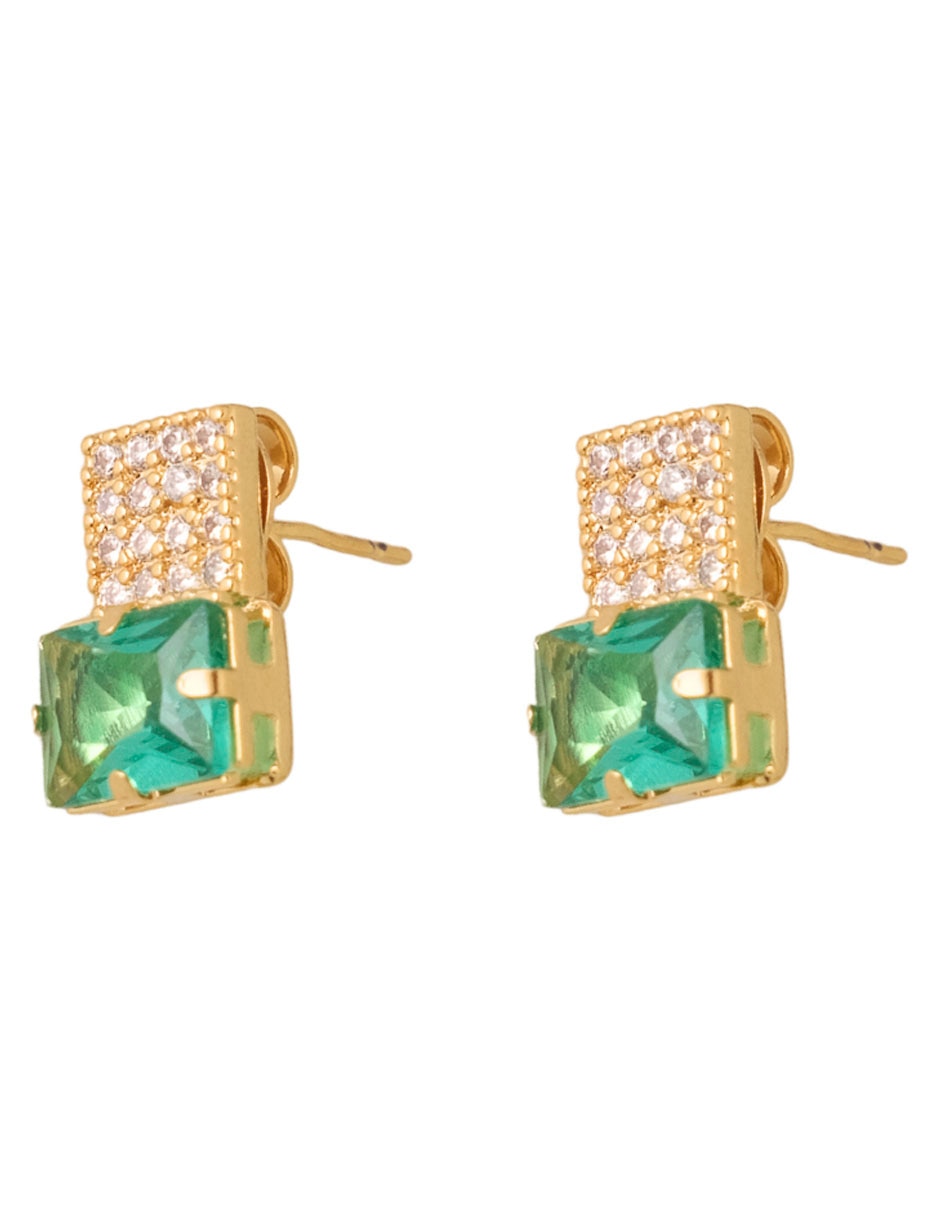 Aretes cortos girondela acabado brillante esmeralda 2