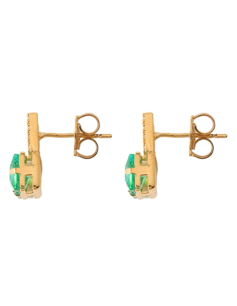 Aretes cortos girondela acabado brillante esmeralda 3