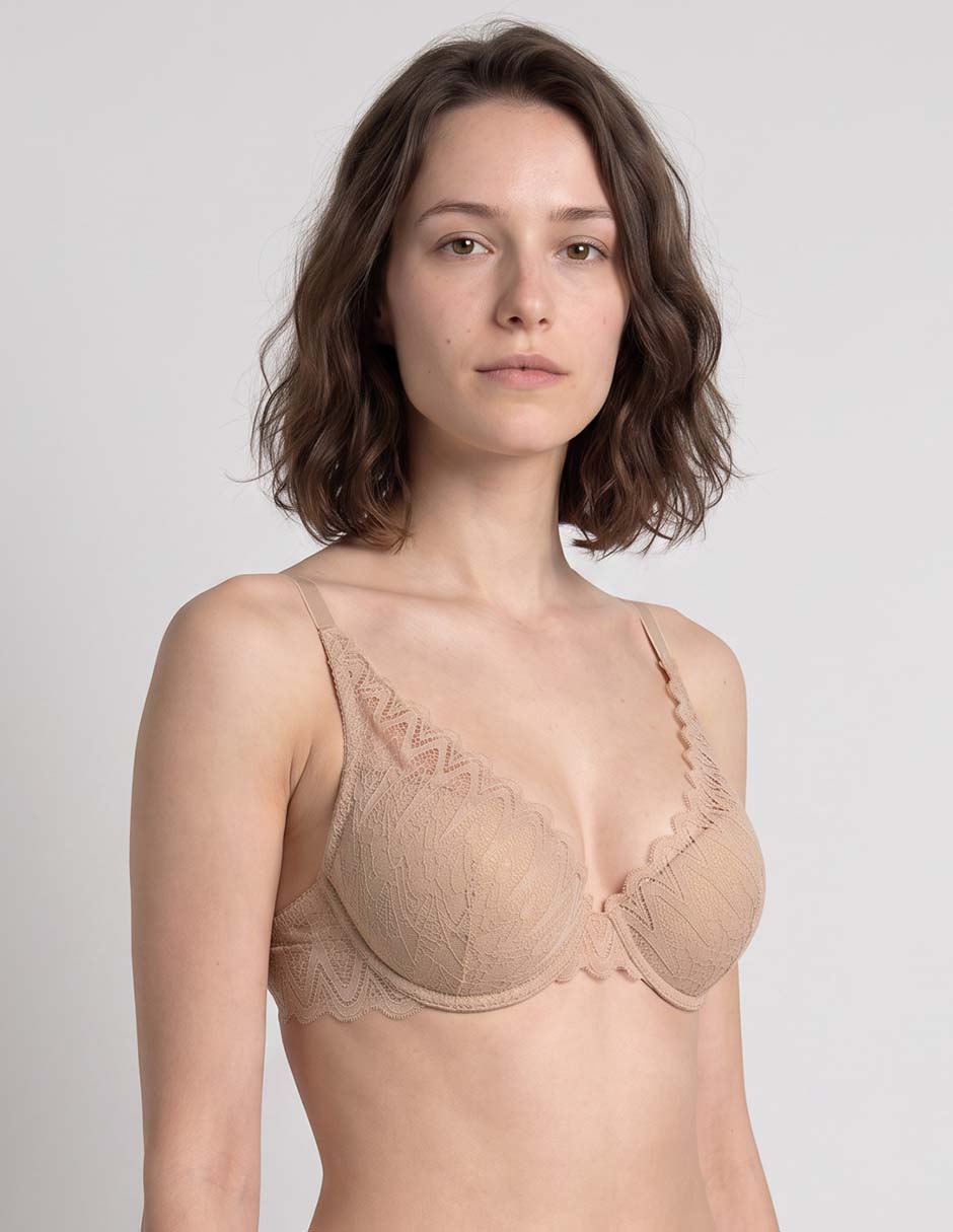 Brassiere demi copa push up para mujer