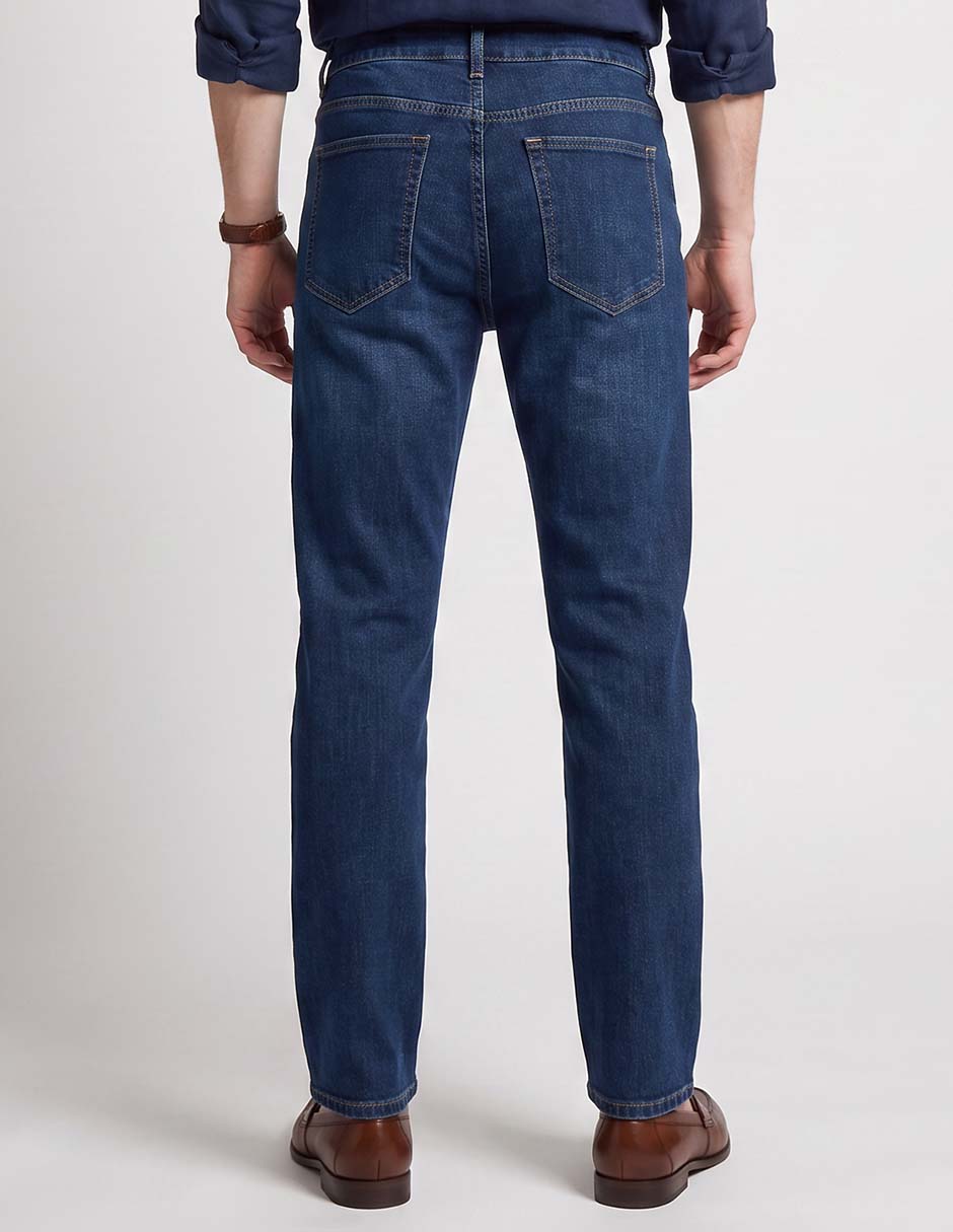 Jeans recto contempo lavado whisker para hombre
