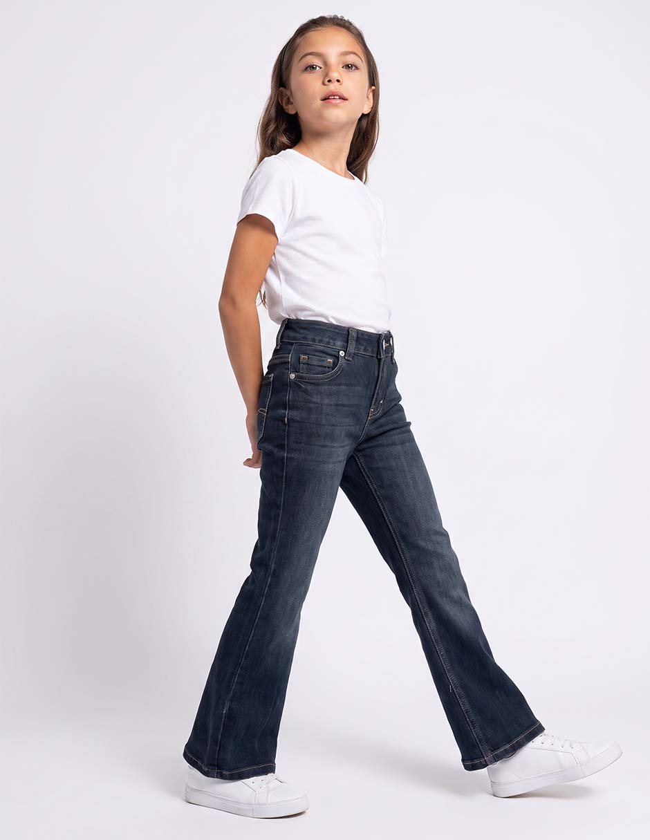 Jeans flare deslavado para niña