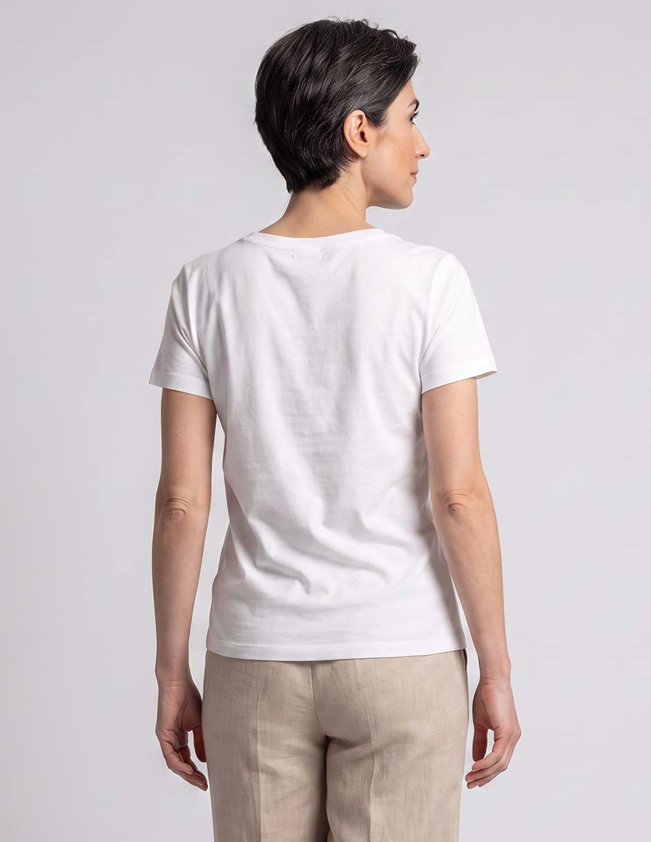 Playera manga corta cuello v para mujer 2