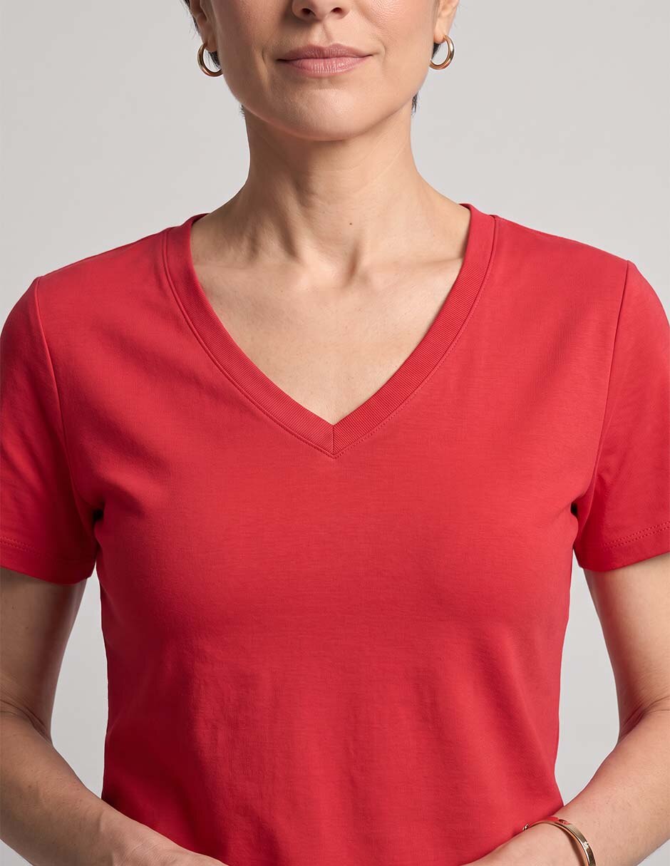 Playera manga corta cuello v mujer 3