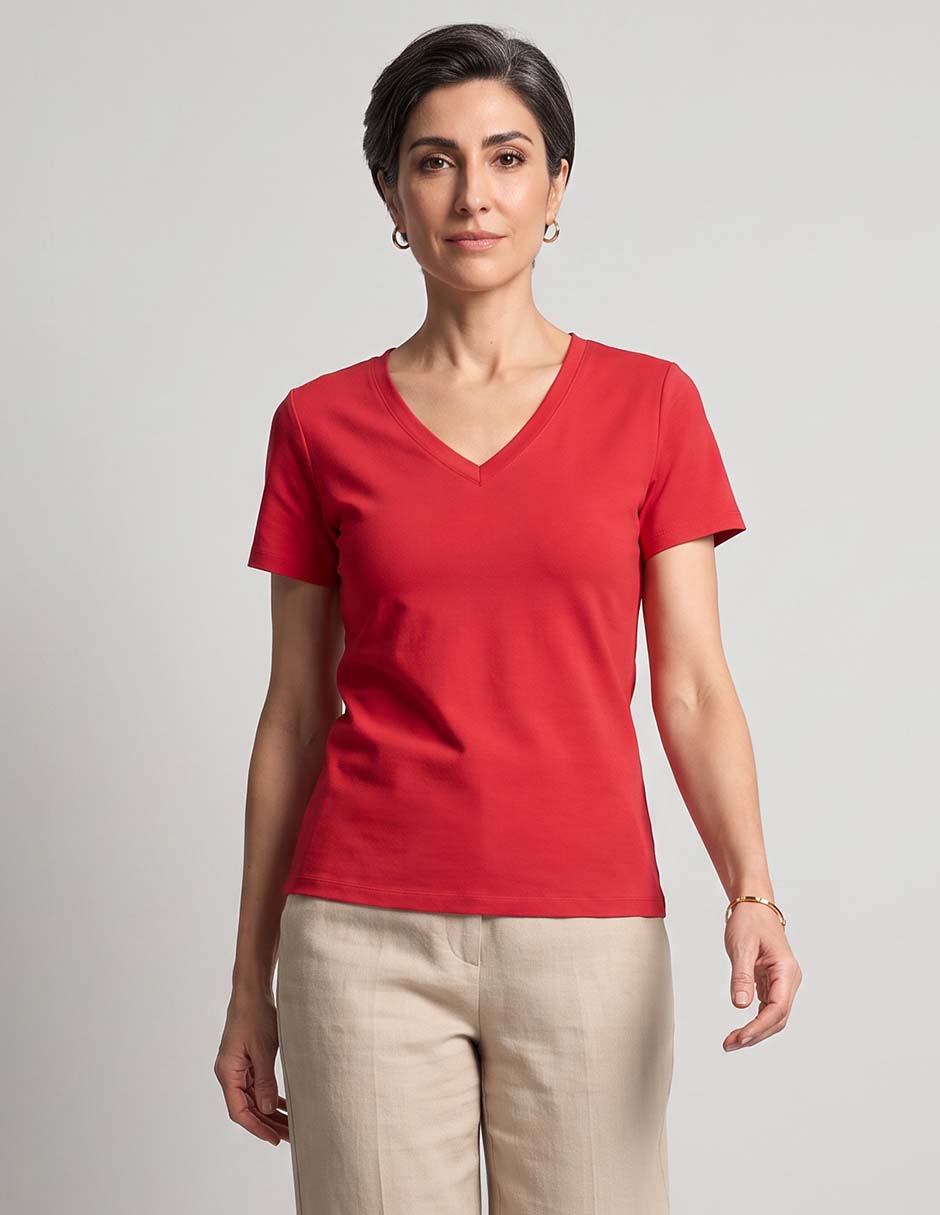 Playera manga corta cuello v para mujer Playera manga corta cuello v para mujer