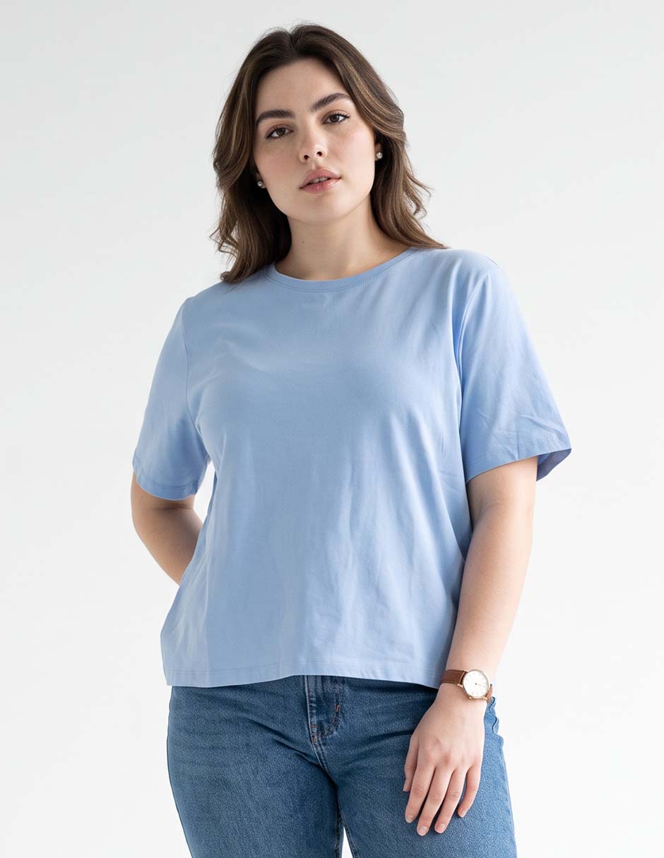 Playera manga corta cuello redondo para mujer