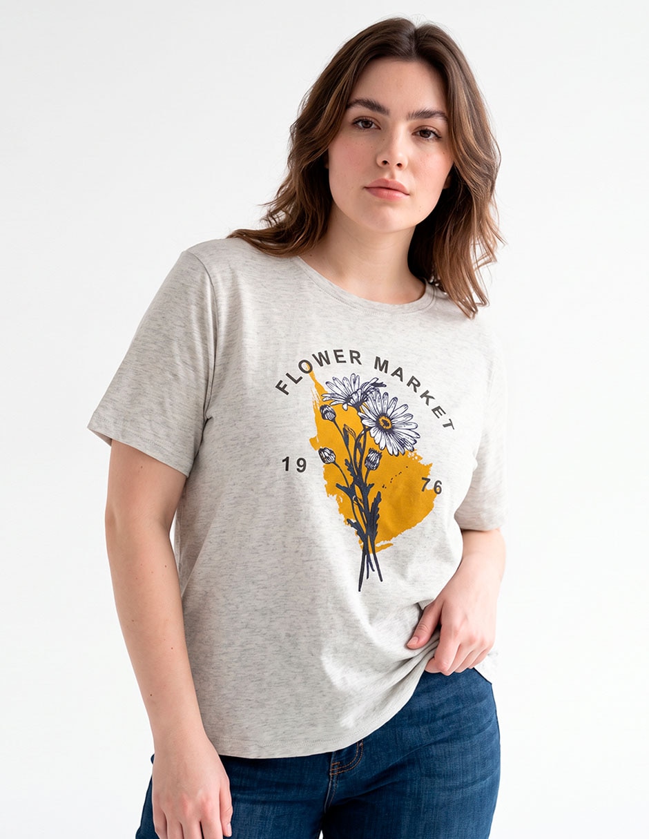 Playera manga corta cuello redondo para mujer Playera manga corta cuello redondo para mujer