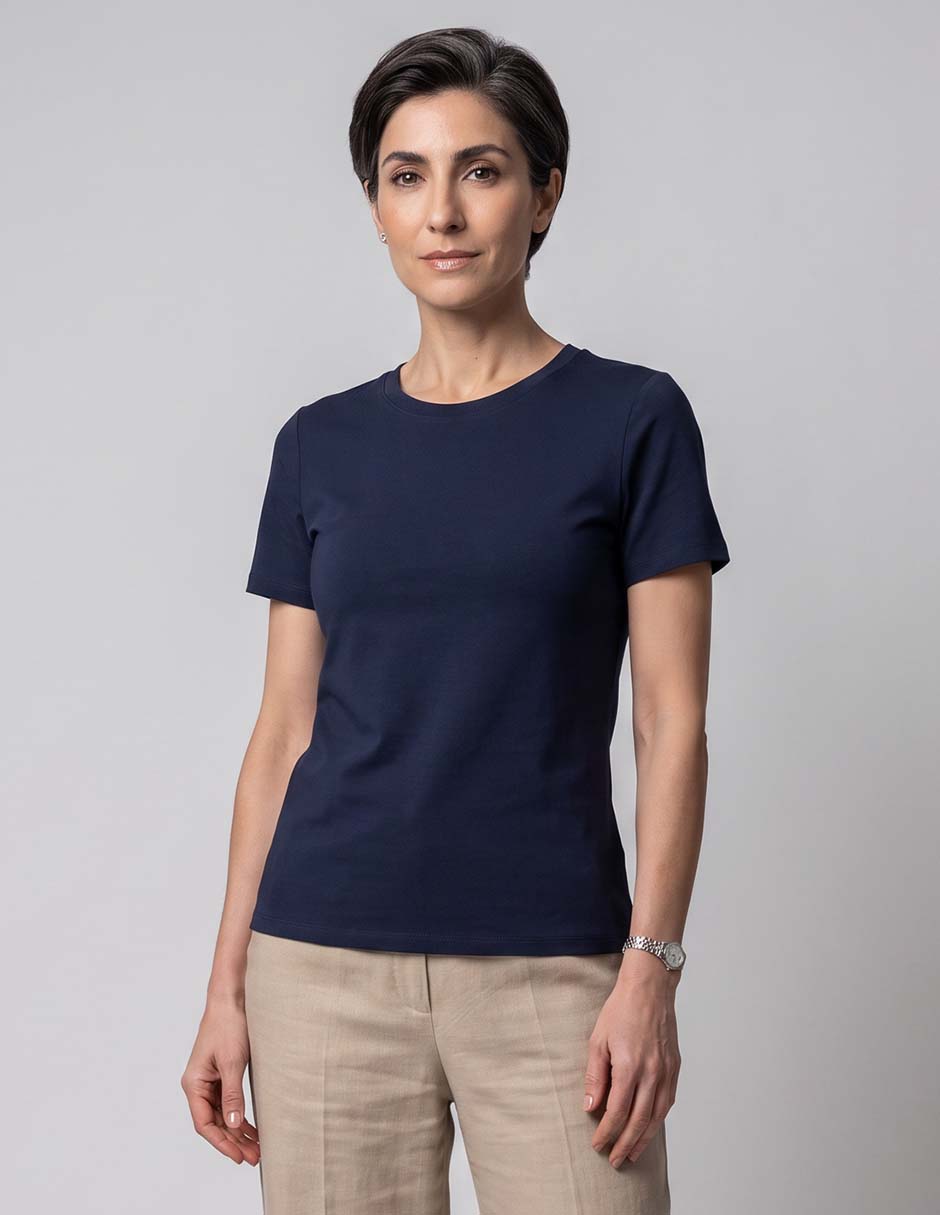 Playera manga corta cuello redondo para mujer