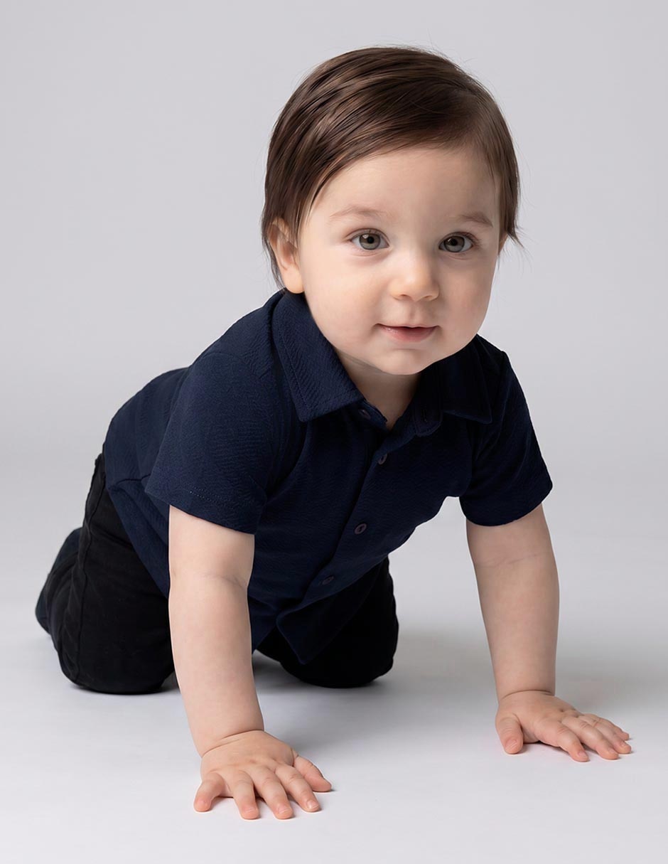 Camisa de vestir Weekend Baby de algodón manga corta para niño