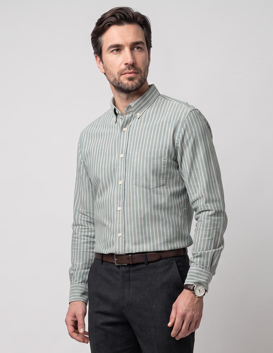 Camisa casual de algodón manga larga para hombre Camisa casual de algodón manga larga para hombre