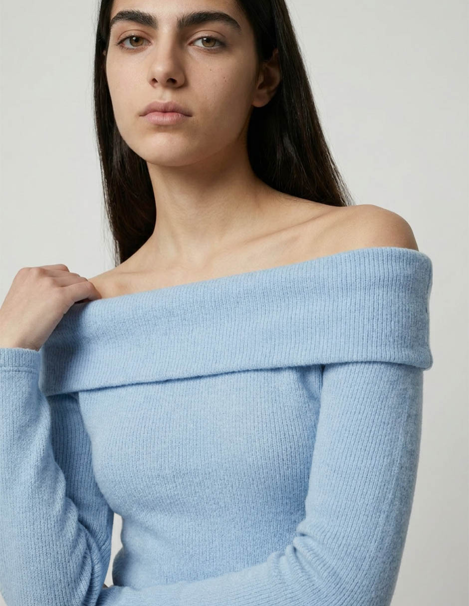 Suéter cuello Bardot para mujer 3