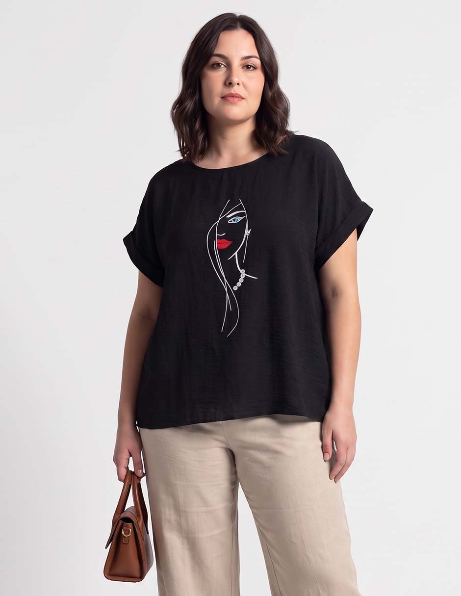 Blusa manga al codo para mujer