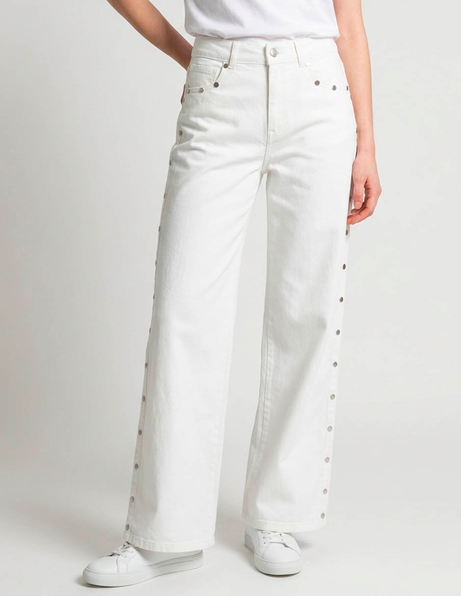 Jeans wide leg corte media cintura para mujer