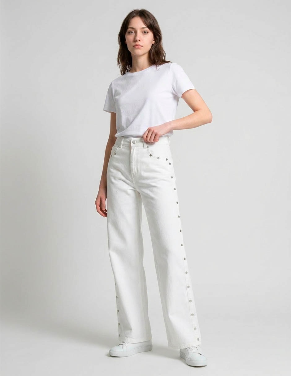 Jeans wide leg corte media cintura para mujer 3